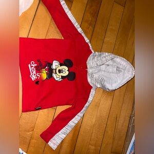 Disney Red and Gray Kids Hoodie with Mickey Mouse